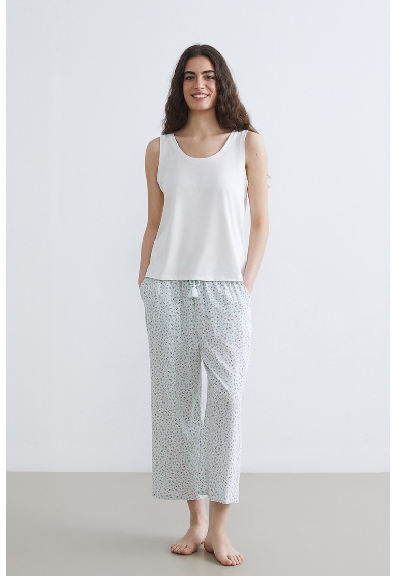 Pantaloni crop de pijama cu imprimeu - Rosu/Alb/Albastru glaciar