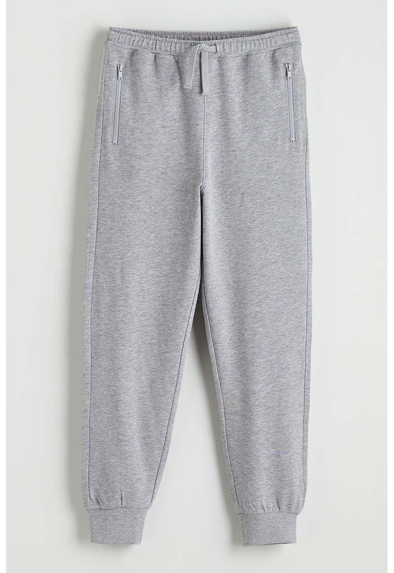 Pantaloni de trening din amestec de bumbac cu buzunare laterale - Gri deschis