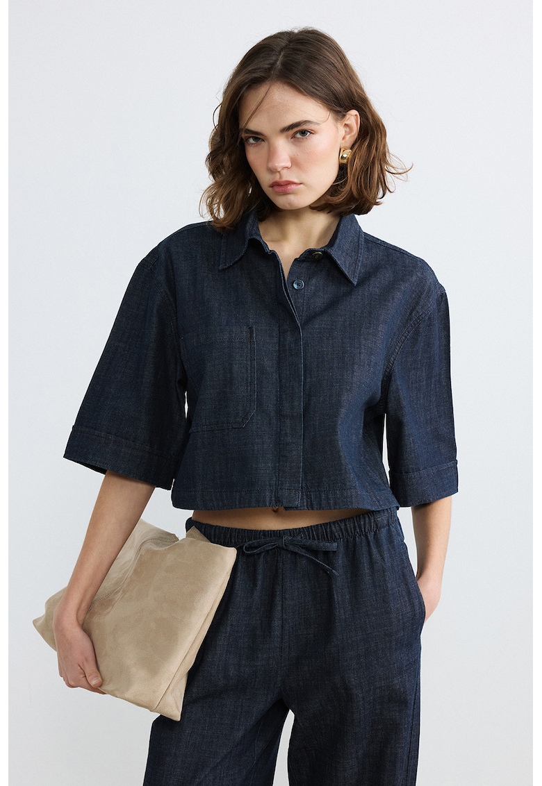Camasa supradimensionata din denim - Bleumarin