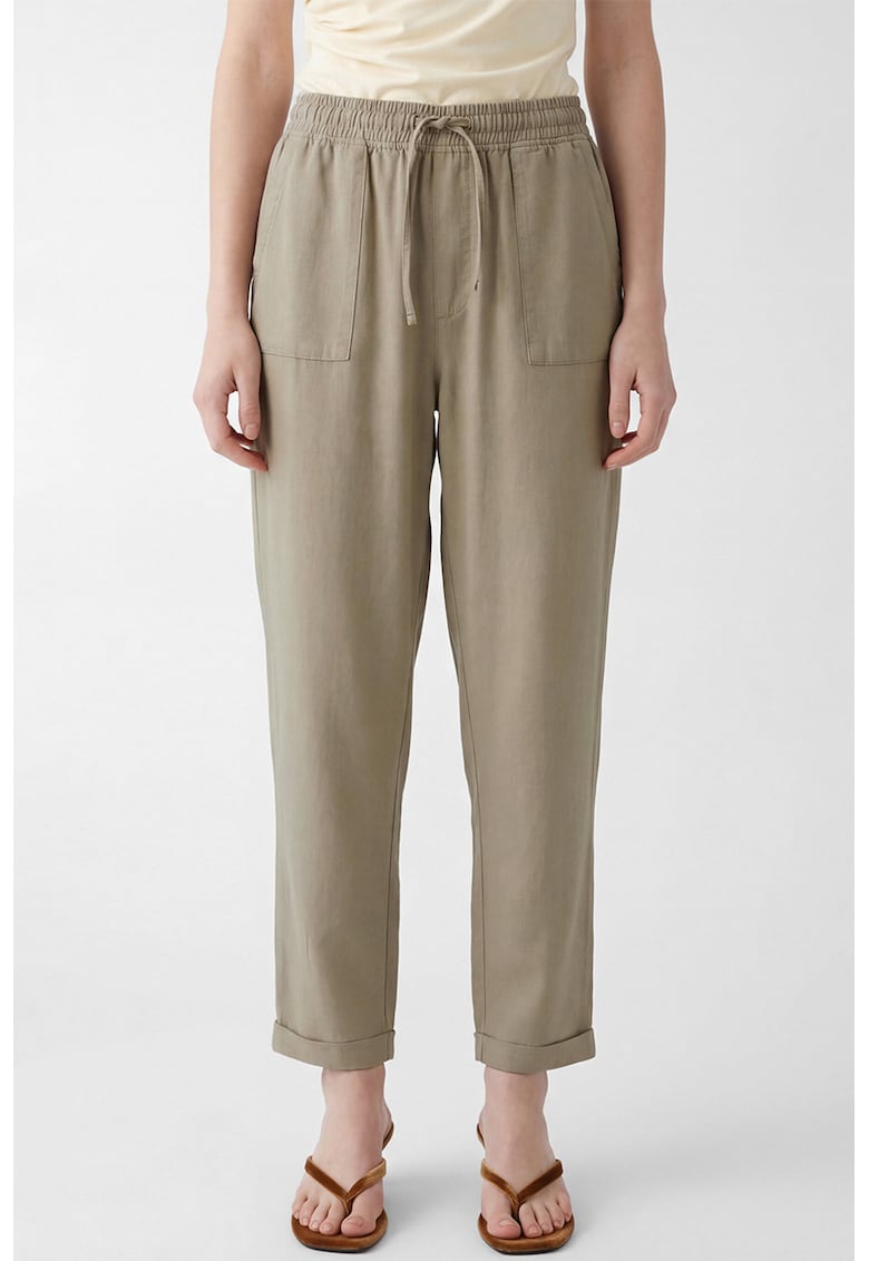 Pantaloni drepti din lyocell cu snur - Kaki