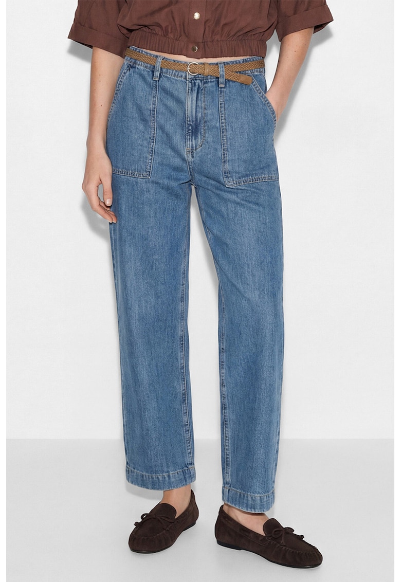 Blugi relaxed fit cu buzunare - Albastru melange