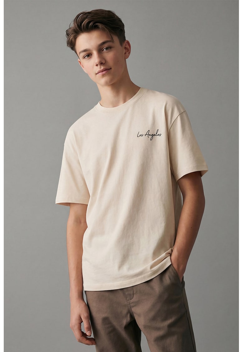 Tricou lejer din bumbac - Bej deschis