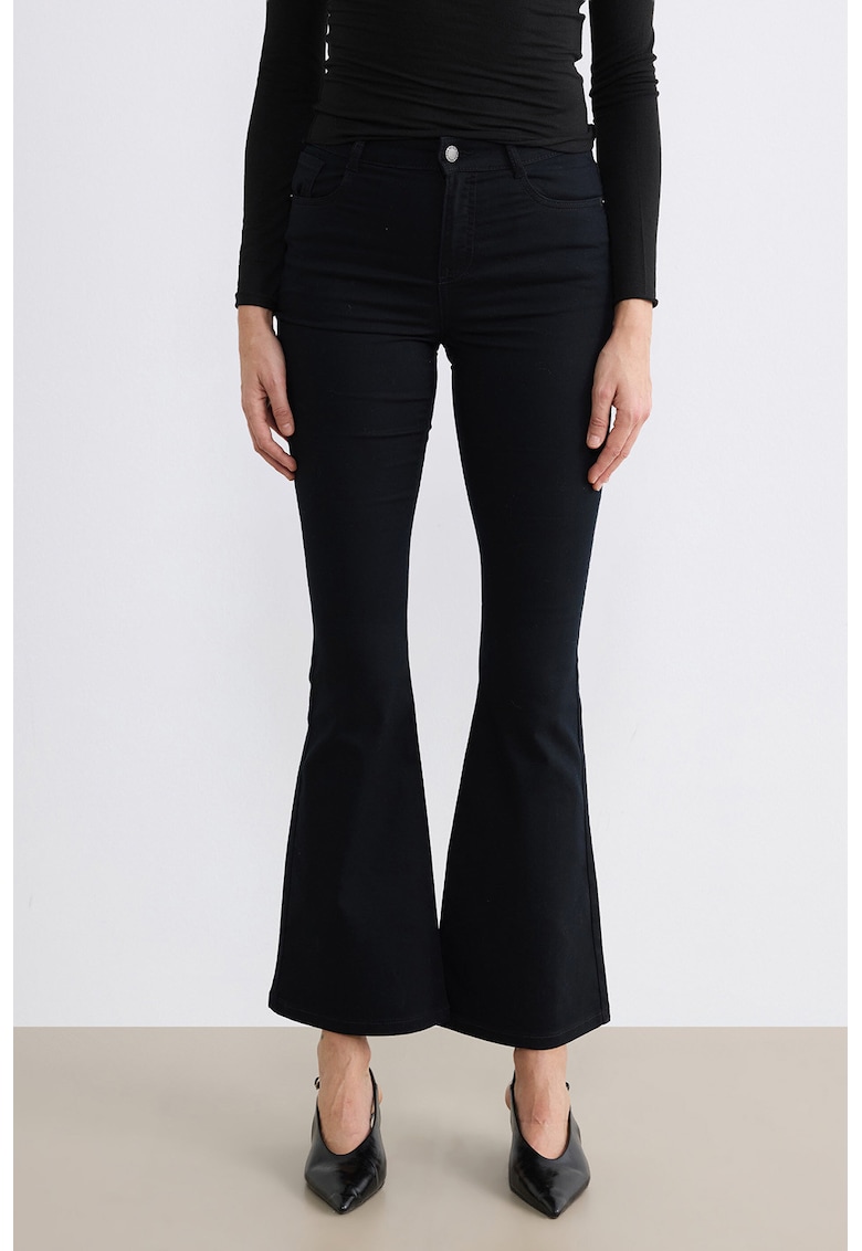 Blugi crop evazati - Negru