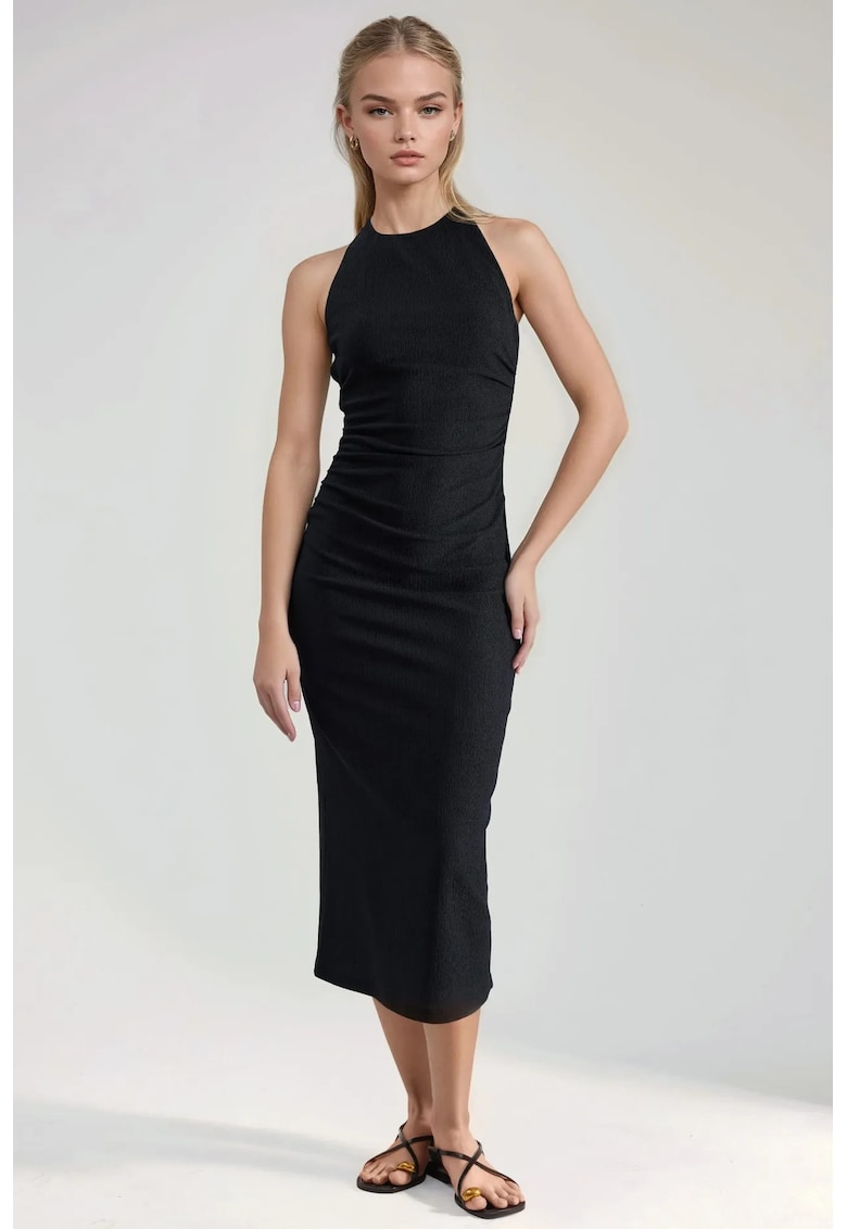 Rochie Bodycon Midi Neagra - Eleganta - poliester/elastan