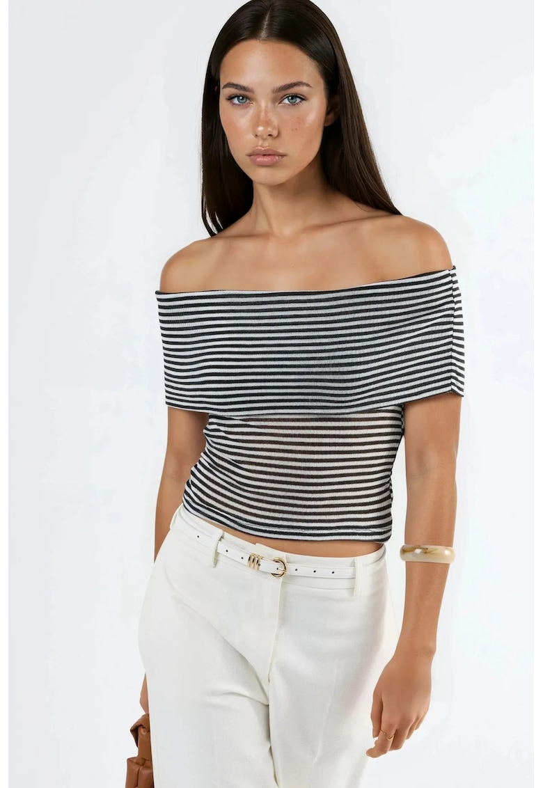 Top pentru dama - Dungi - Negru/Alb -