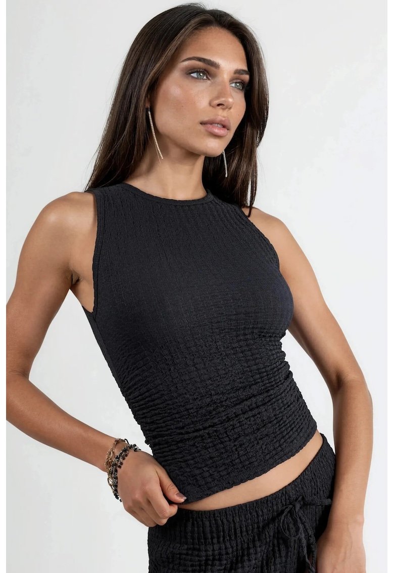 Top dama - Guler rotund - Negru