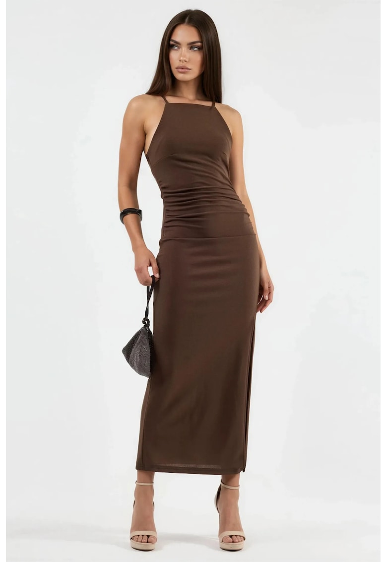 Rochie Maxi eleganta - poliester/elastan - maro