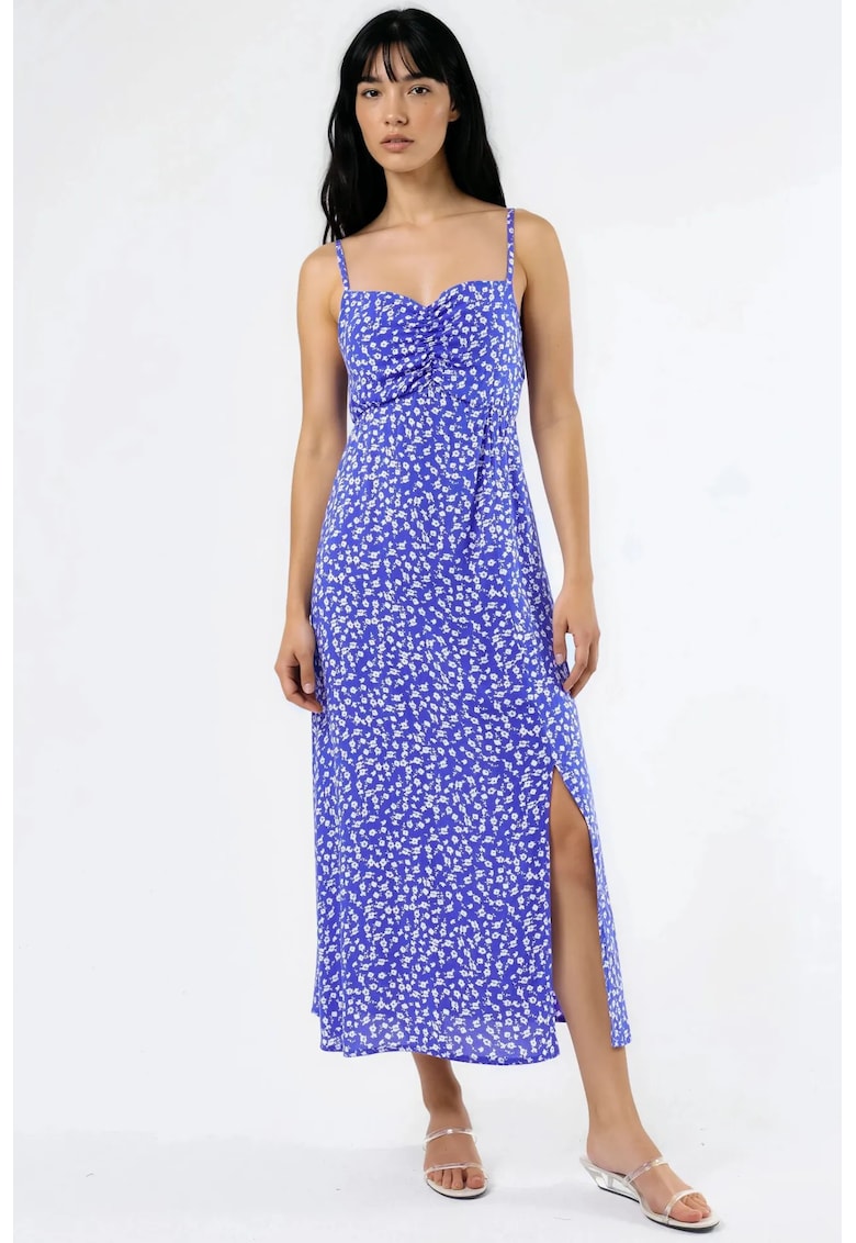 Rochie model floral - albastru - viscoza
