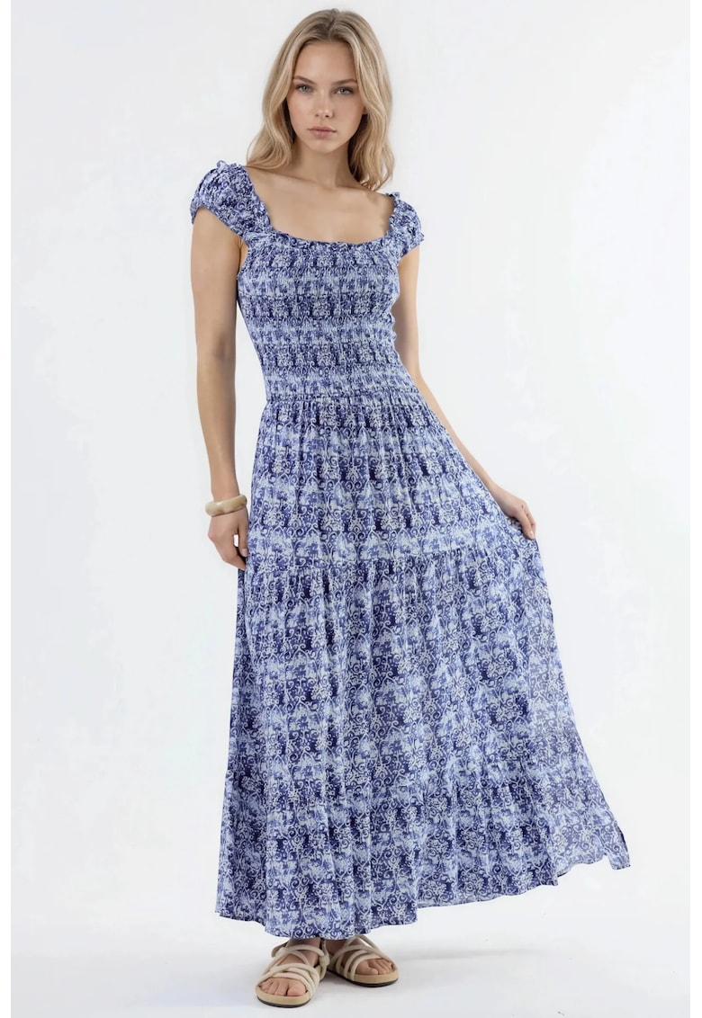 Rochie maxi cu imprimeu Paisley - albastru marin - viscoza