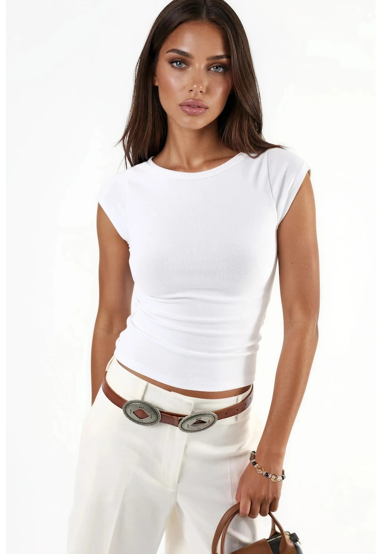 Tricou dama - Bumbac/Elastan - Alb