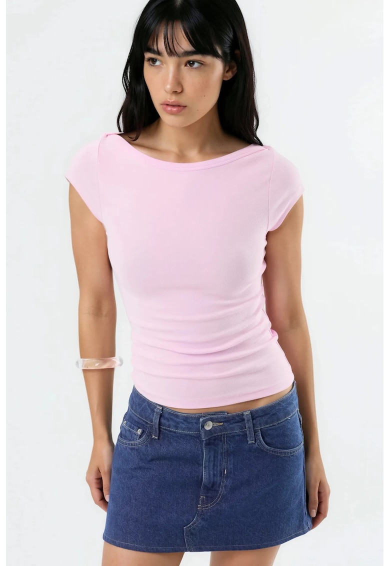 Tricou dama - Bumbac/Elastan - Roz pudrat