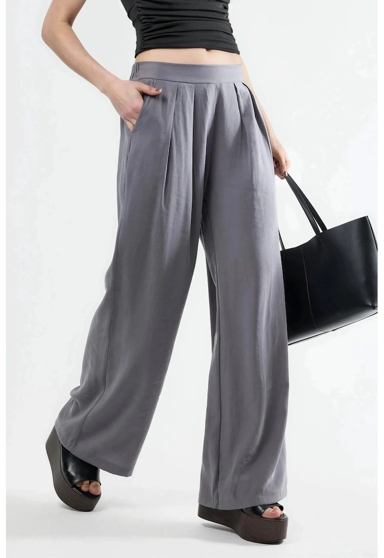 Pantaloni dama - Poliester/Modal - Gri