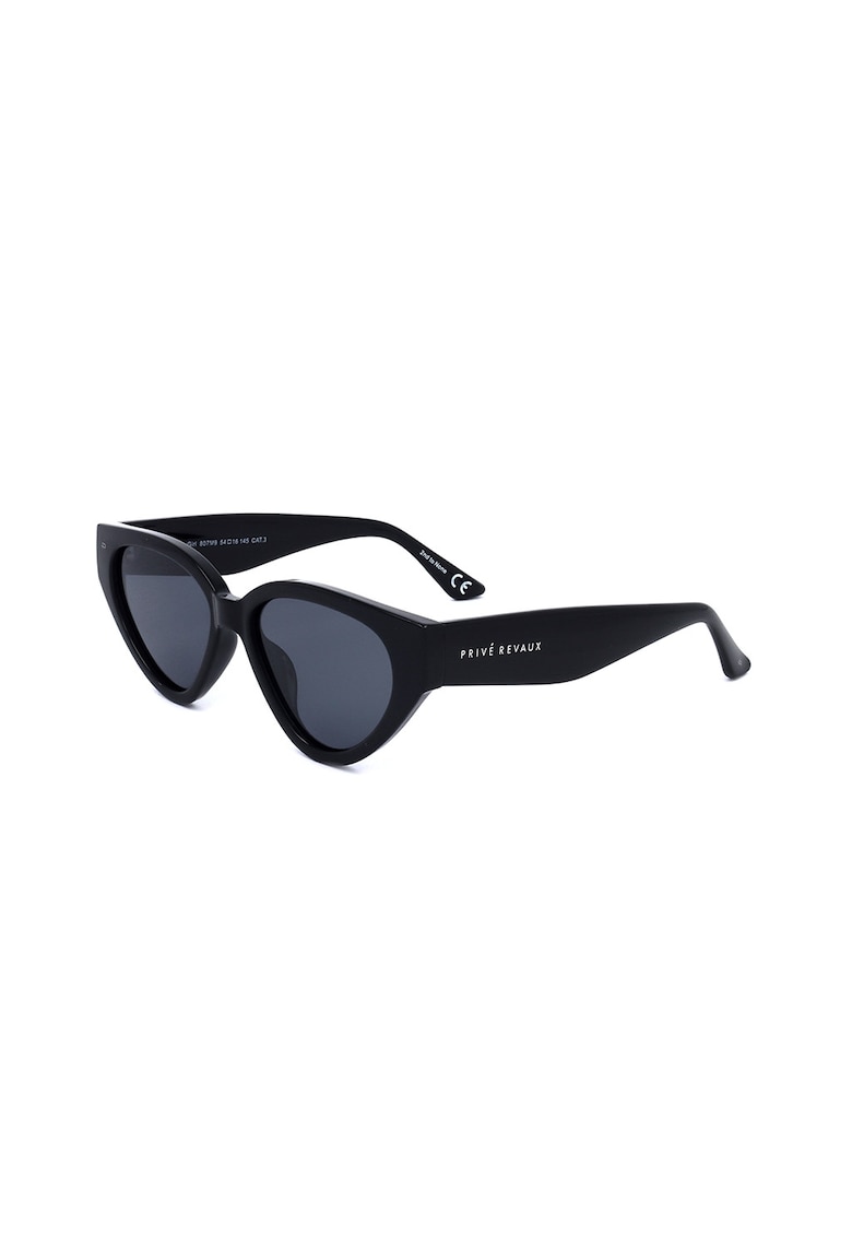 Ochelari de soare cat-eye cu rama cu model tortoise - Negru