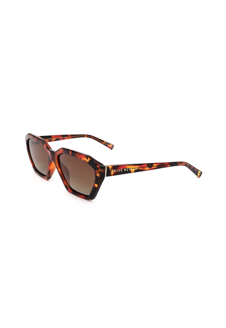 Ochelari de soare hexagonali cu lentile cu aspect in degrade - Maro/Portocaliu