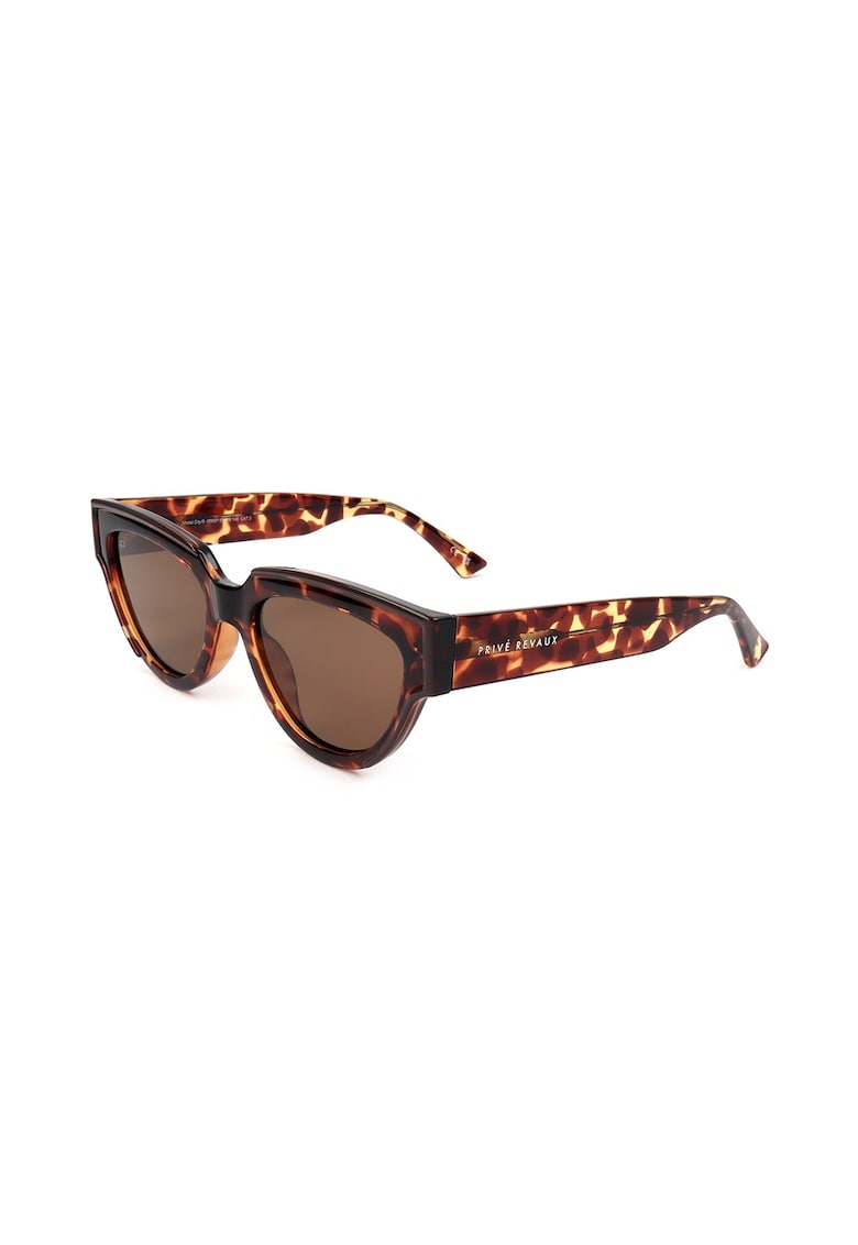 Ochelari de soare cat-eye cu model animal print - Maro/Bej