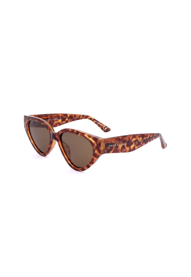 Ochelari de soare cat-eye cu rama cu model tortoise - Maro/Bej