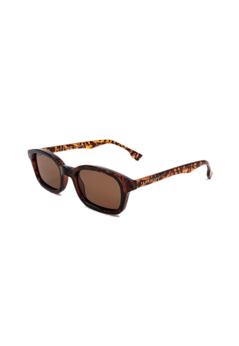 Ochelari de soare dreptunghiulari unisex cu model tortoise - Maro inchis/Bej