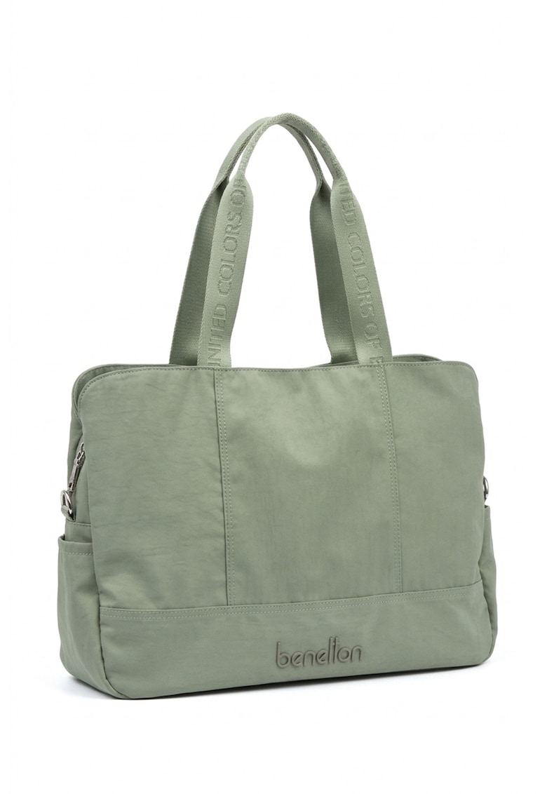 Geanta tote din amterial textil cu bareta detasabila - Verde sparanghel
