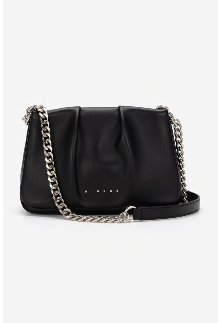 Geanta crossbody cu doua barete de umar - Negru