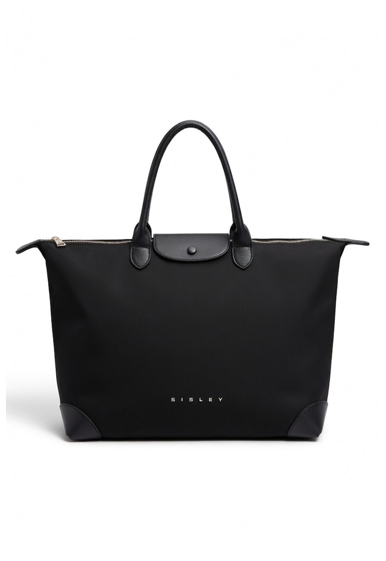 Geanta shopper cu logo discret - Negru
