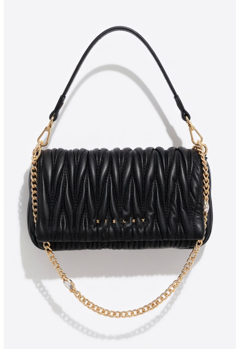 Geanta crossbody cu aspect matlasat - Negru