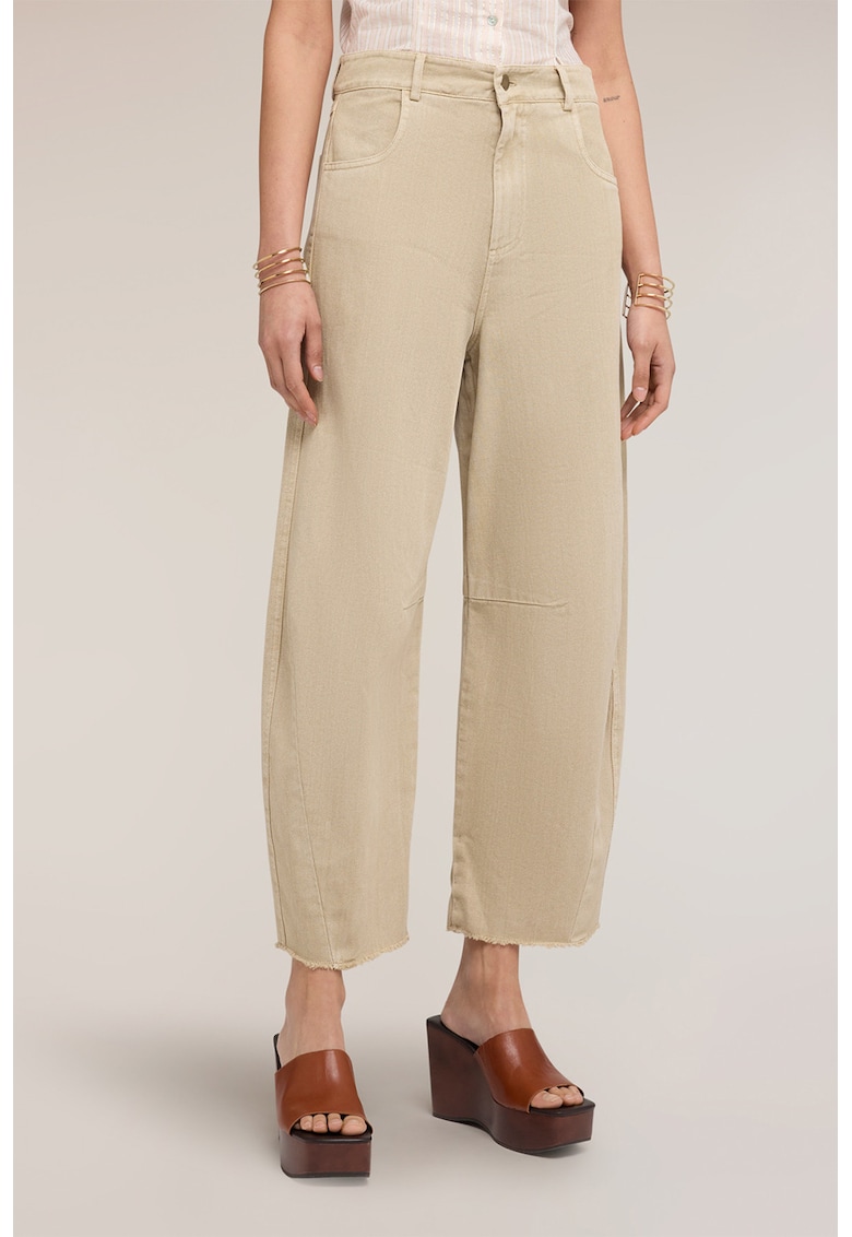 Pantaloni barrel fit de bumbac - Bej deschis
