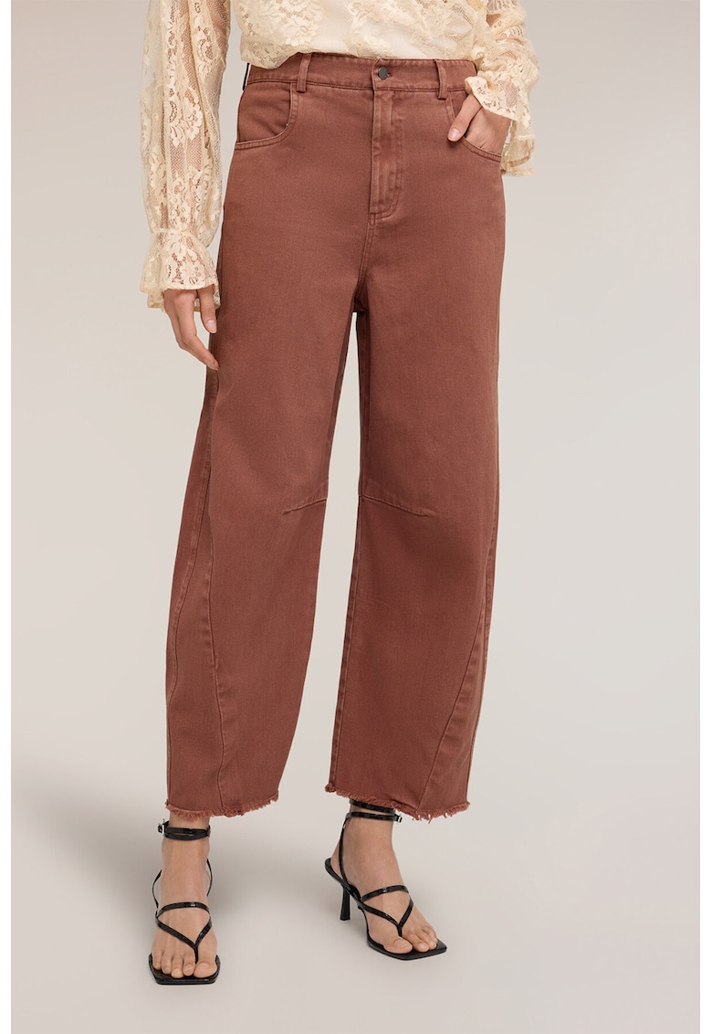 Pantaloni barrel fit de bumbac - Maro scortisoara