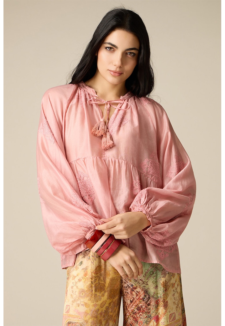 Bluza lejera din amestec de lyocell - Roz pastel