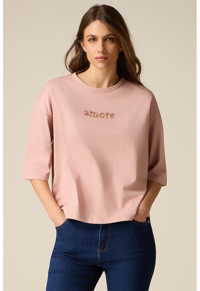 Tricou supradimensionat din bumbac - Roz