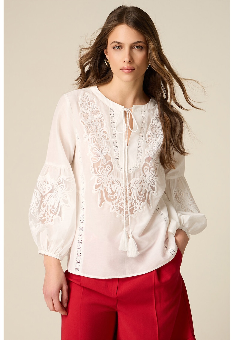 Bluza vaporoasa din amestec de matase - Alb