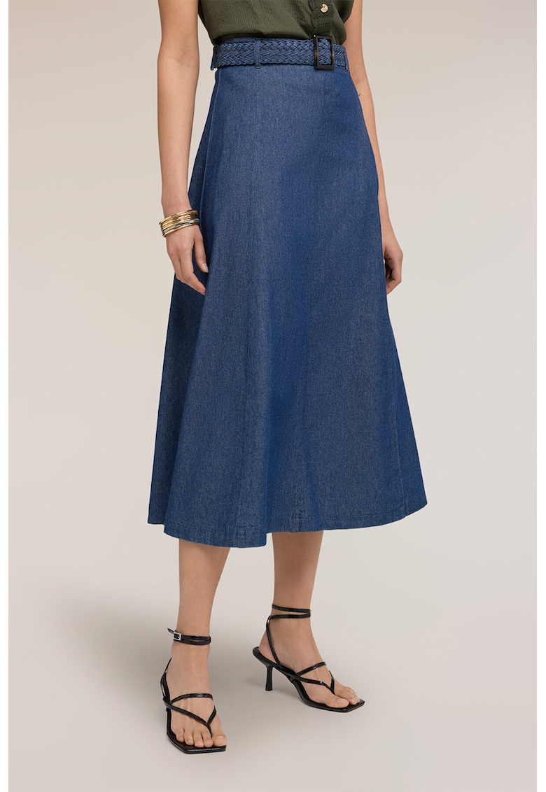 Fusta evazata din denim - Bleumarin