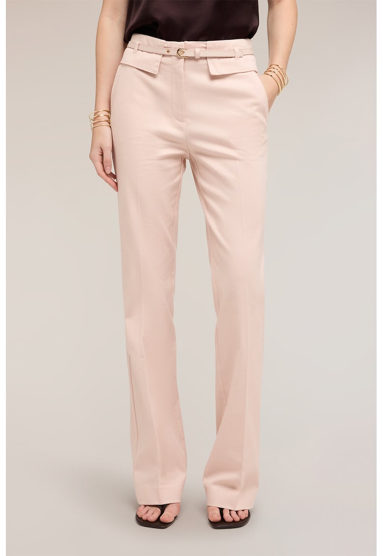 Pantaloni drepti cu pense - Piersica