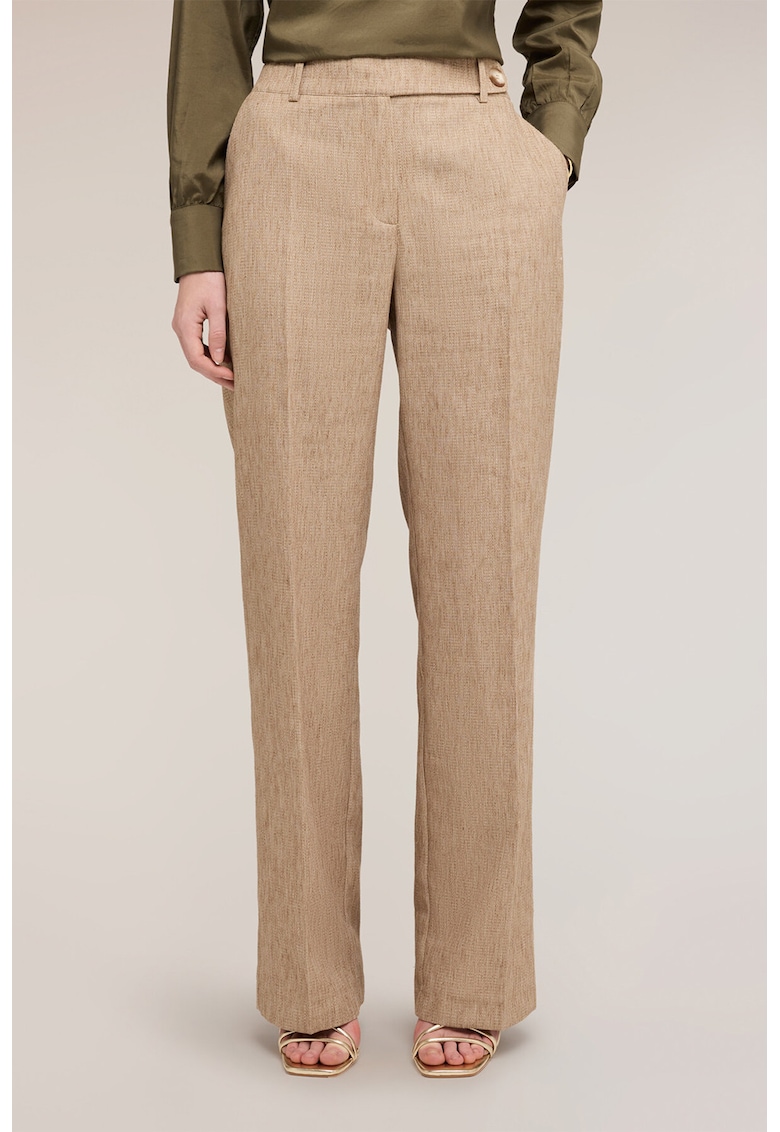 Pantaloni chino drepti din amestec de in - Maro deschis melange