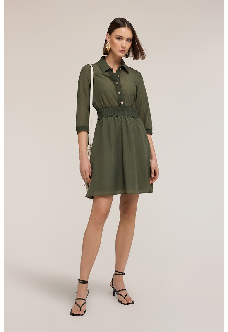 Rochie mini cu nasturi contrastanti - Verde inchis