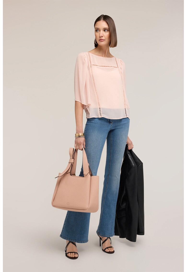 Bluza vaporoasa cu maneci medii - Roz prafuit