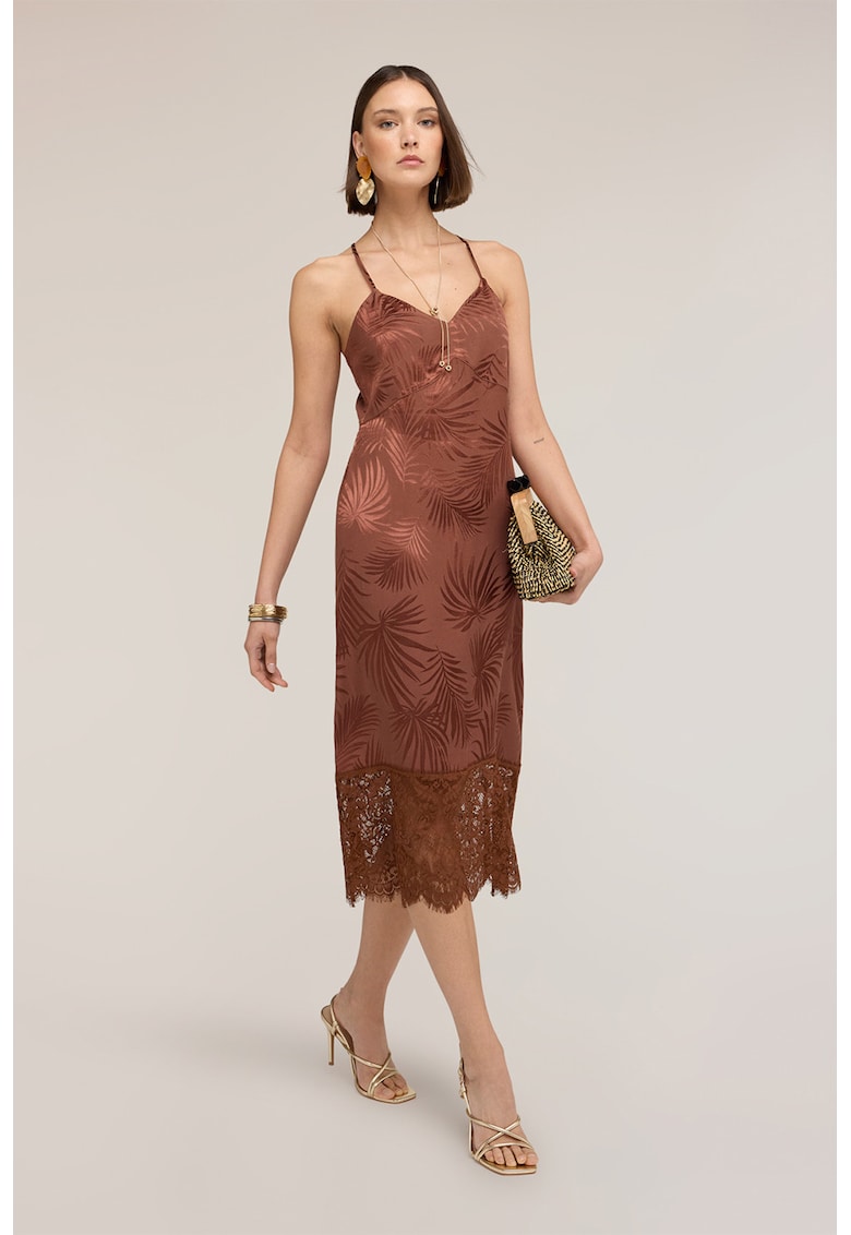 Rochie-furou cu terminatie de dantela - Maro