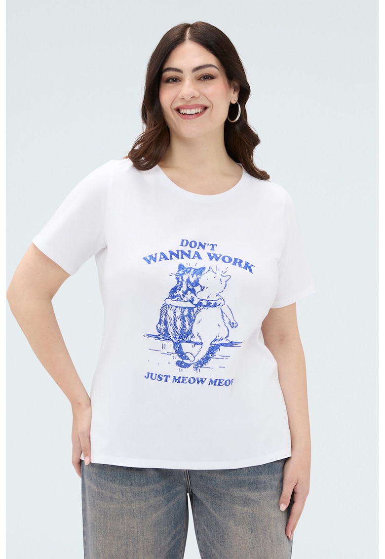 Tricou din bumbac cu design grafic - Alb/Albastru