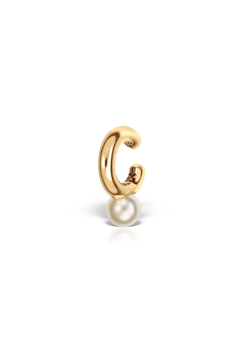 Йоана Преда - Обеца тип маншет от позлатено сребро и перли Pearl Cuff - Златист - Продуктът ще бъде доставен в индивидуална опаковка.
