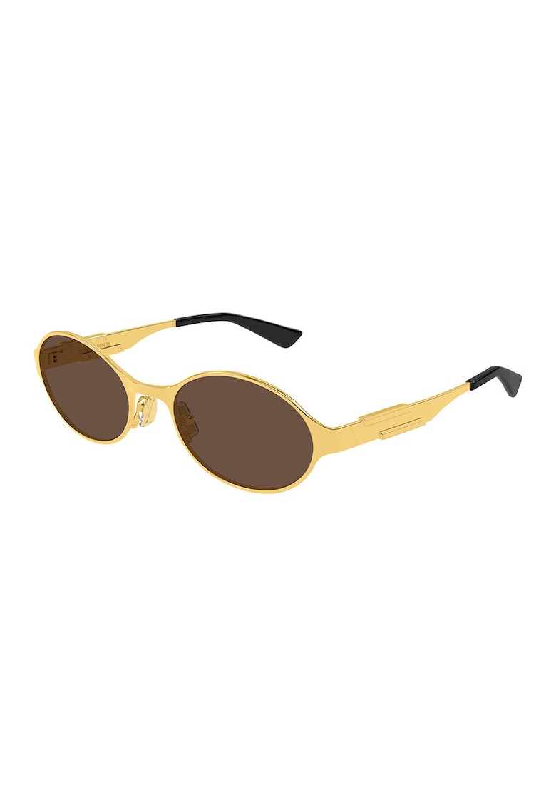 Ochelari de soare ovali cu rama metalica si model unisex - Auriu/Negru