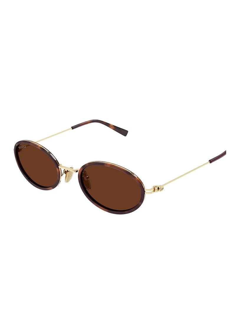 Ochelari de soare ovali - Auriu/Maro cognac