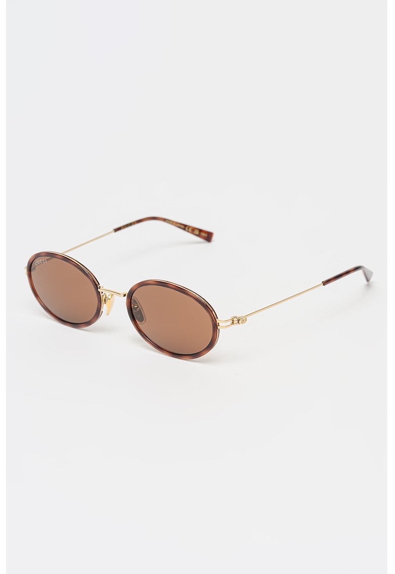 Ochelari de soare ovali - Auriu/Maro cognac