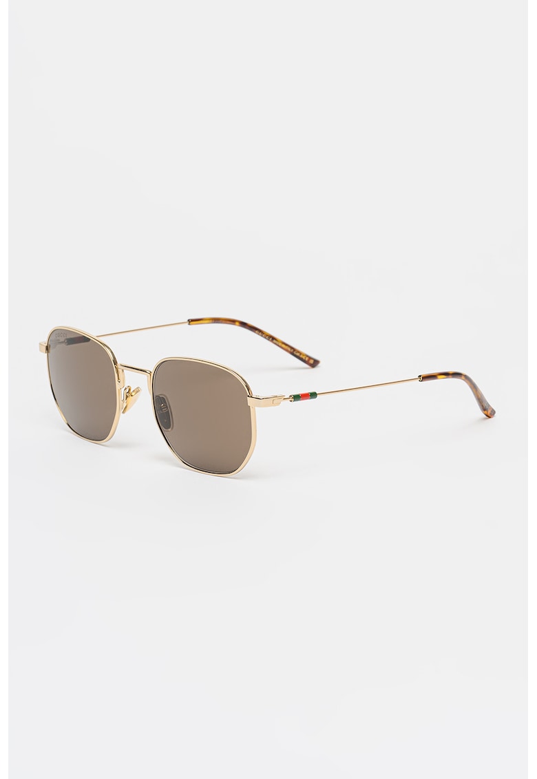 Ochelari de soare aviator cu lentile uni - Auriu/Maro cognac