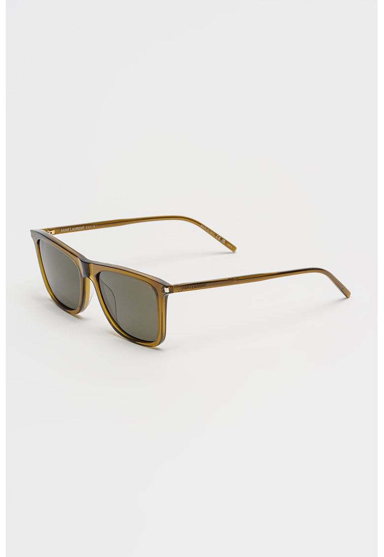 Ochelari de soare patrati cu lentile uni si model unisex - Maro pamantiu
