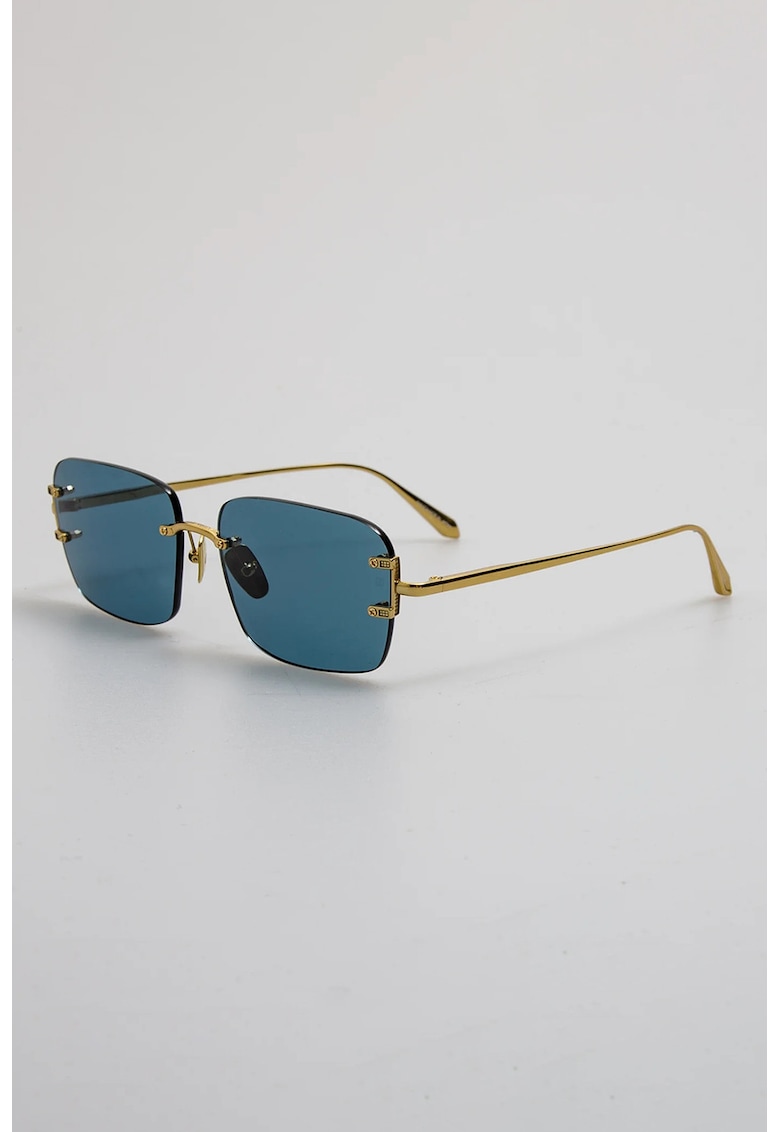 Ochelari de soare patrati cu lentile uni si model unisex - Auriu