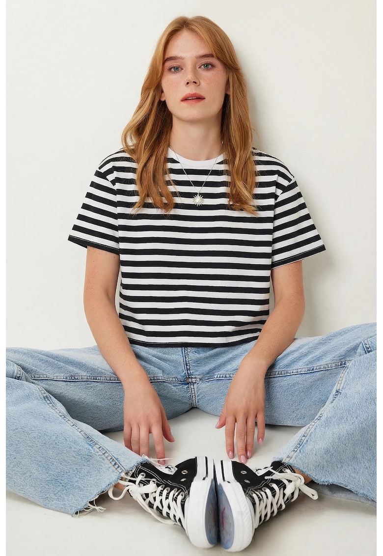 Tricou dama Happiness Istanbul - negru\alb