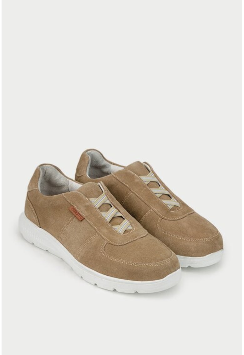 Pantofi barbati bej din piele intoarsa cu elastic