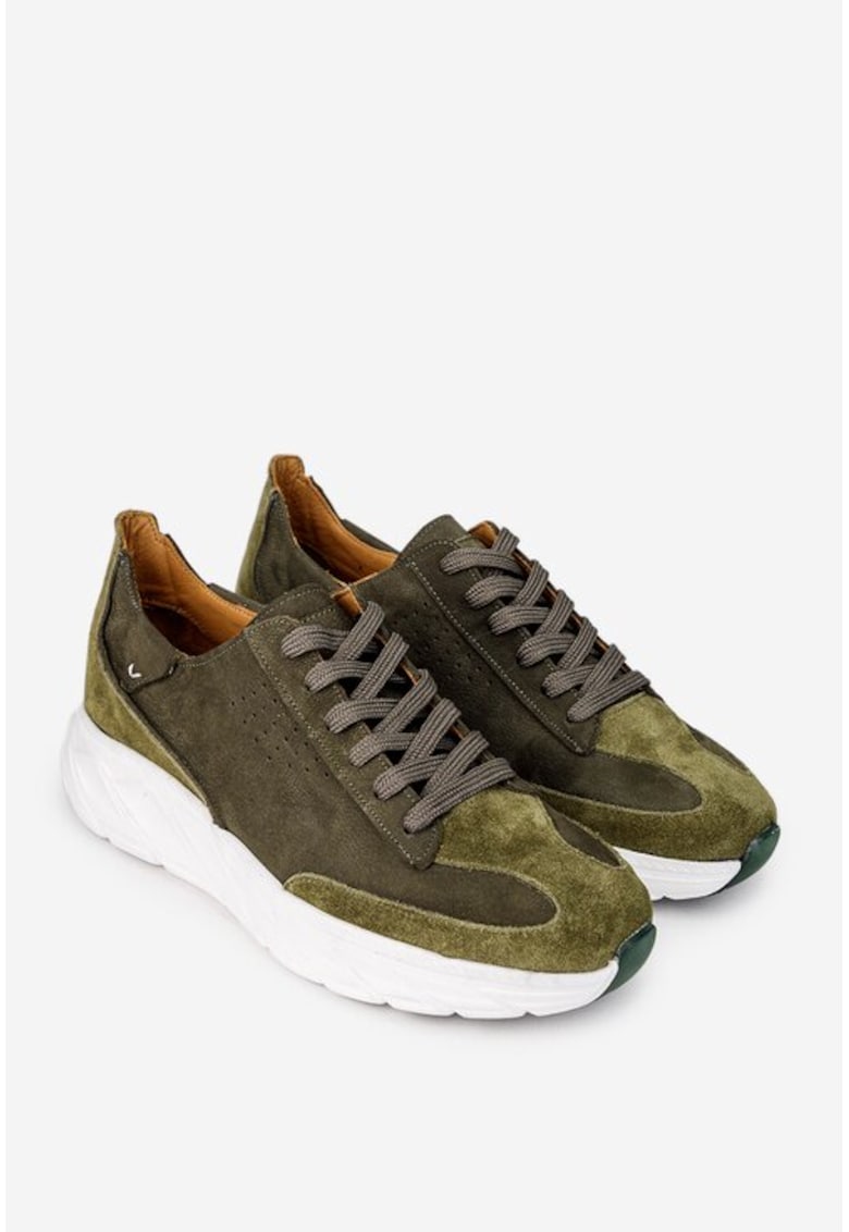 Pantofi barbati piele kaki - Verde