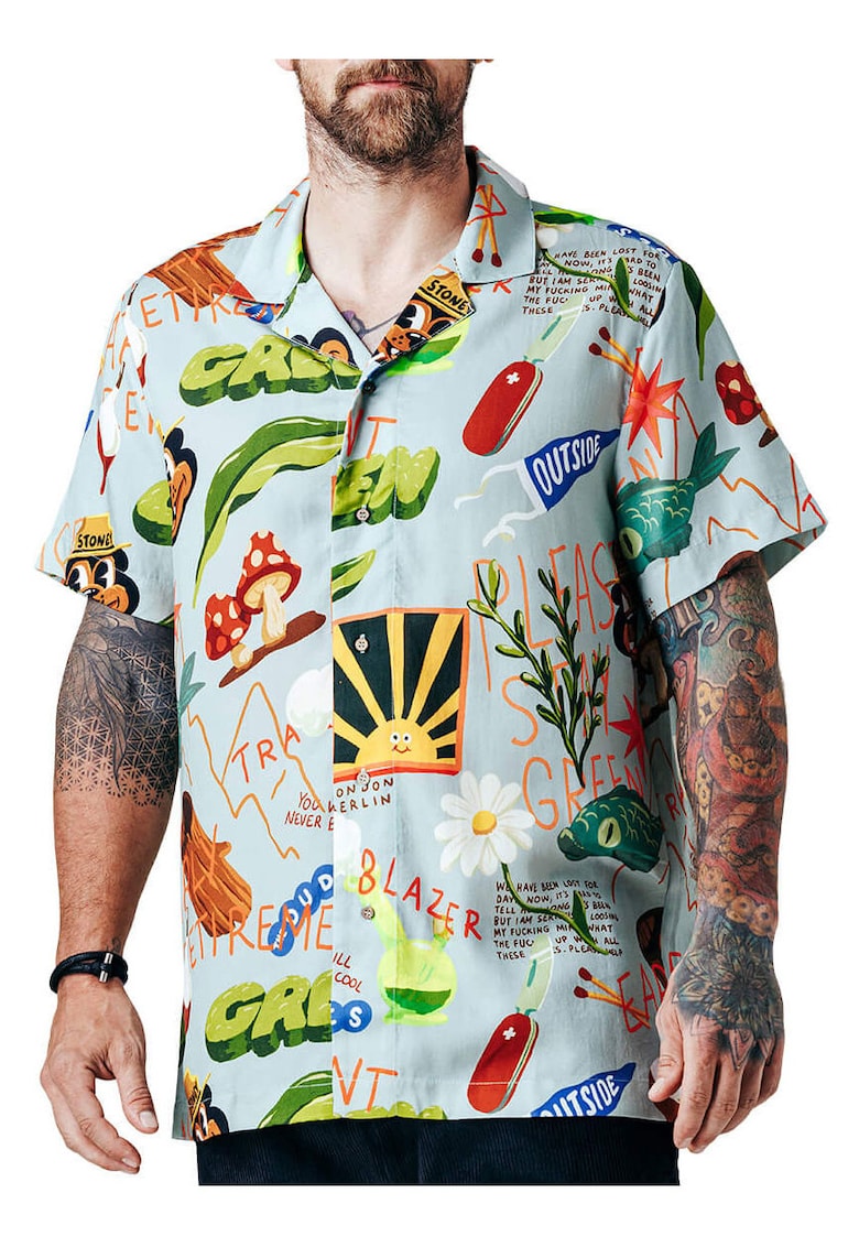 Camasa cu imprimeu grafic Hawaiiana