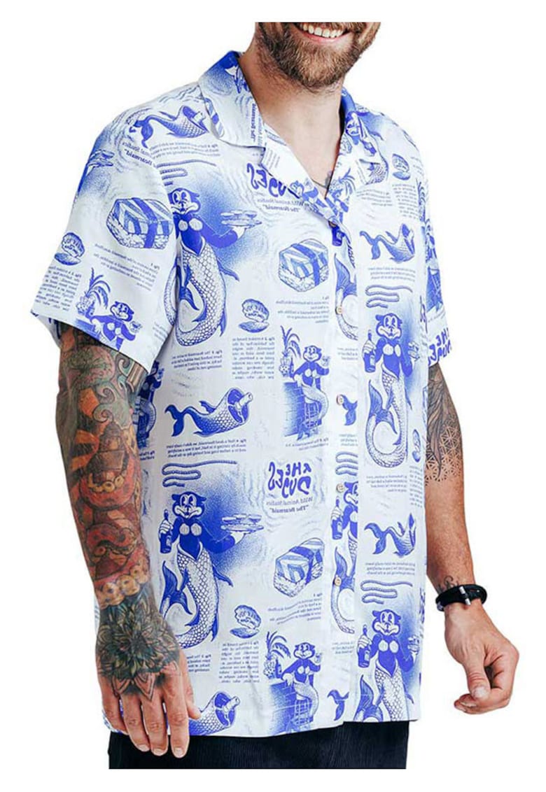 Camasa cu maneca scurta si imprimeu Hawaiiana