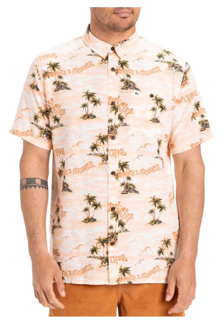 Camasa barbati - regular fit - maneci scurte - multicolor - viscoza